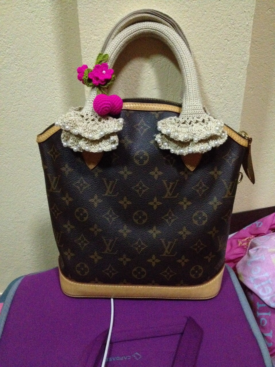 Crochet Handmade items Bag Handle covers for LV Lockit PM Etsy
