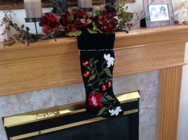 Pomegranate and White and Red Christmas Flowers Stocking Paper Etsy