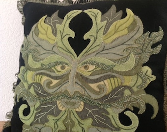Green Man Decorative Appliqued Pillow Pattern (Pattern Only-Not a Kit)