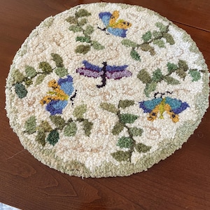 Dragonfly and Butterflies Hooked Chair or Tablemat  Paper Pattern Only (Not a Kit)