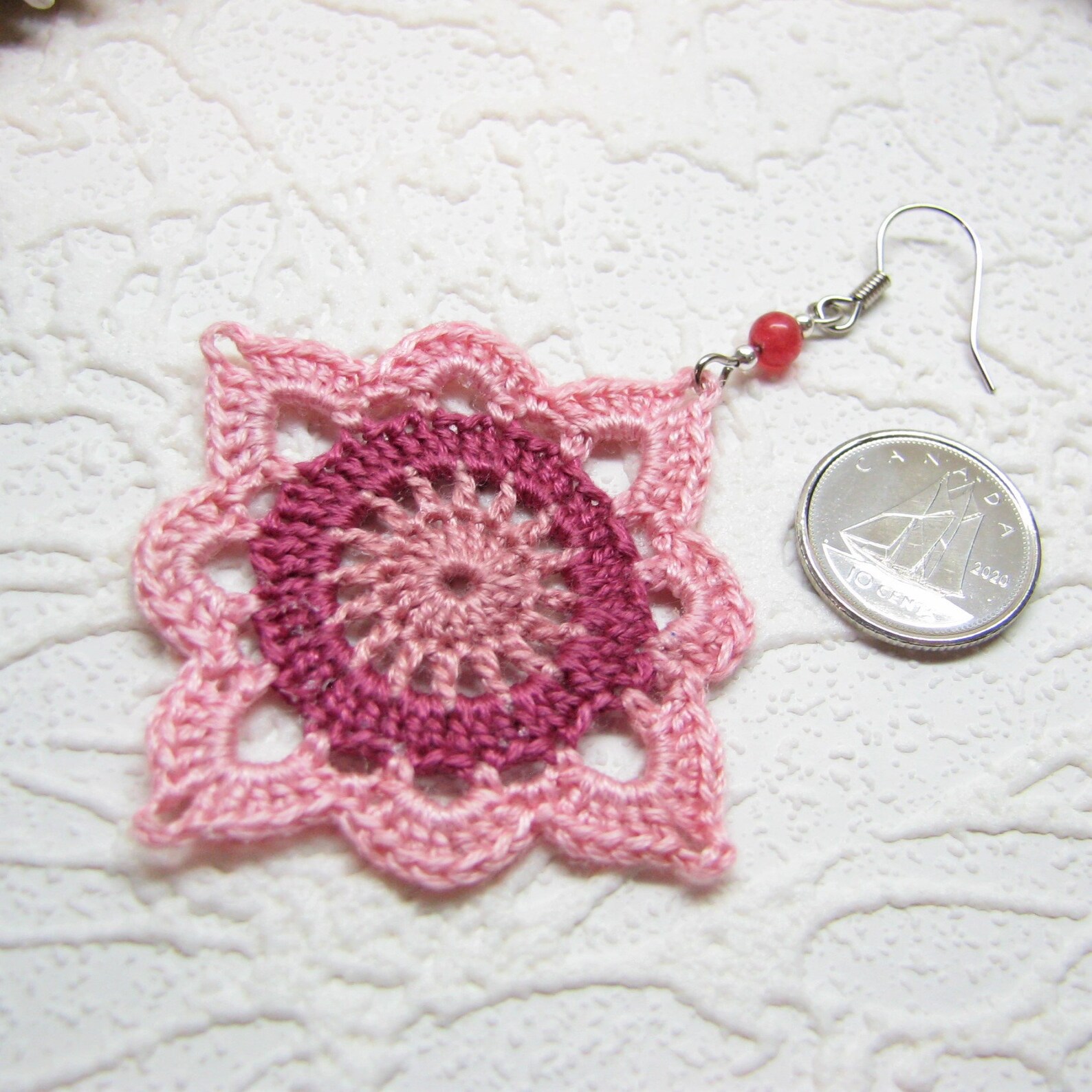 Crochet Granny Square Earrings Shades of Pink With Fuchsia Etsy