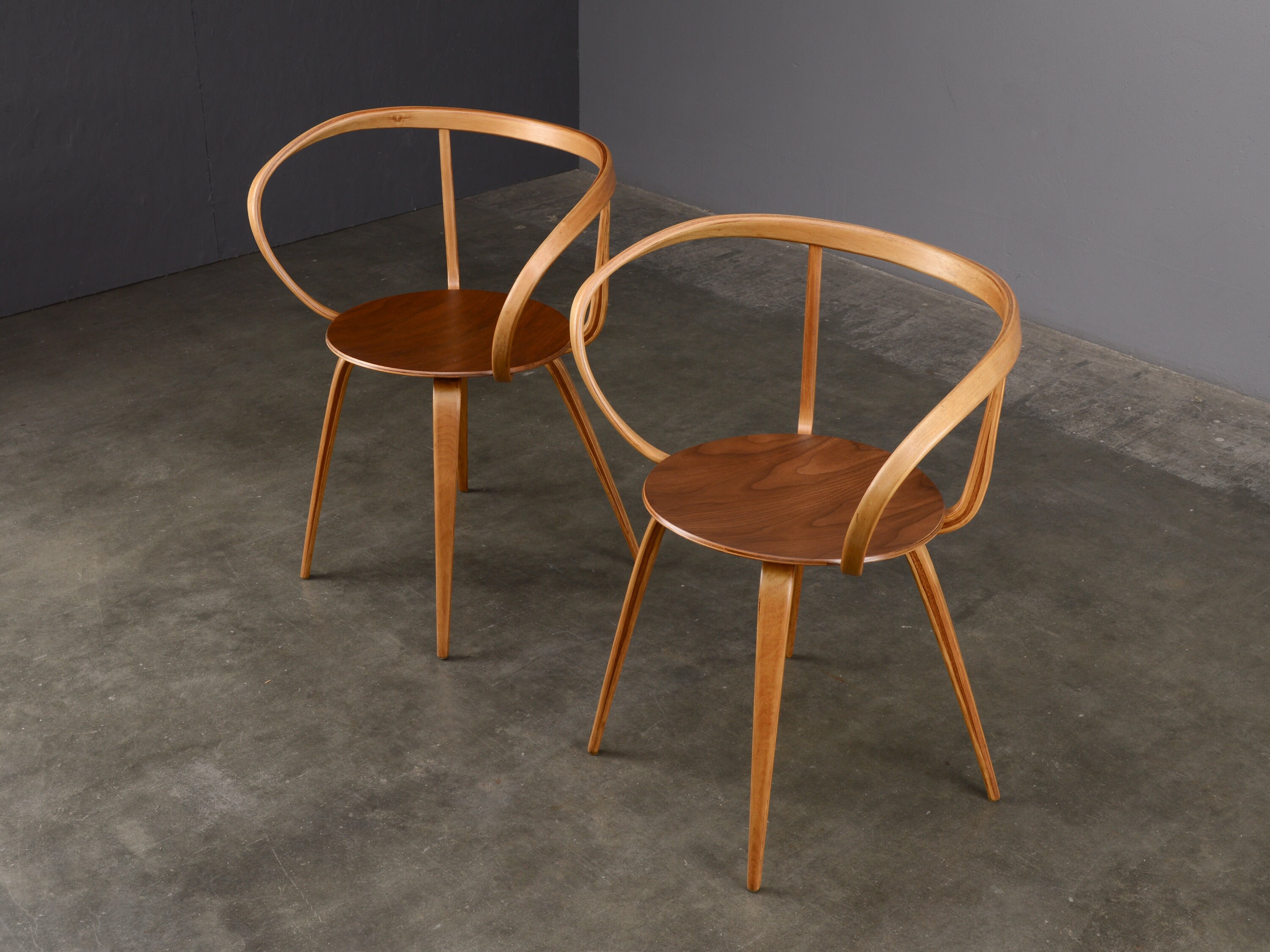 PAIR of Rare George Nelson Pretzel Chairs Plycraft for Herman