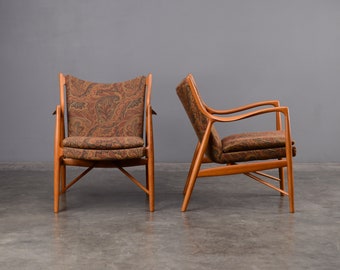 Pair of Finn Juhl NV-45 Chairs in Teak