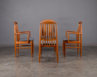 Set of 4 Teak Danish Modern Slat Back Dining Chairs