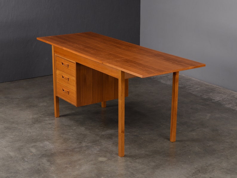 4ft Danish Modern Teak Desk w/ Drawers Mid-Century Modern image 3