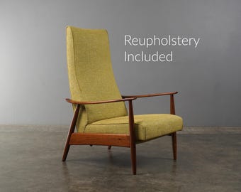Vintage Milo Baughman 74 Recliner Lounge Chair Mid Century Modern Walnut