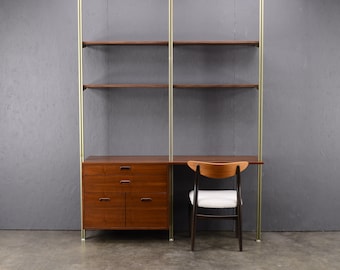 George Nelson 2 Bay OMNI Wall-Unit with Desk Walnut Mid Century Modern