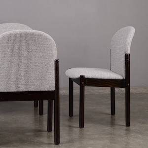 6 Vintage Swedish Post-Modern Dining Chairs Gray Upholstery Restored image 7