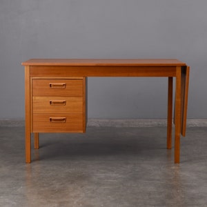 4ft Danish Modern Teak Desk w/ Drawers Mid-Century Modern image 1