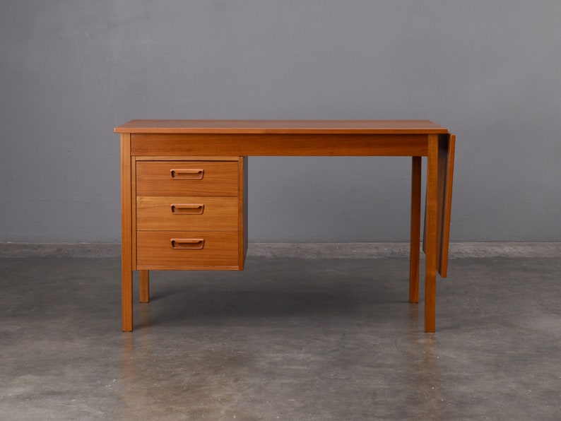 4ft Danish Modern Teak Desk w/ Drawers Mid-Century Modern image 1