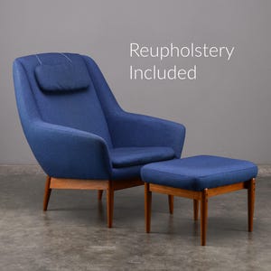 1960s LK Hjelle Lounge Chair & Ottoman Mid Century Scandinavian Modern