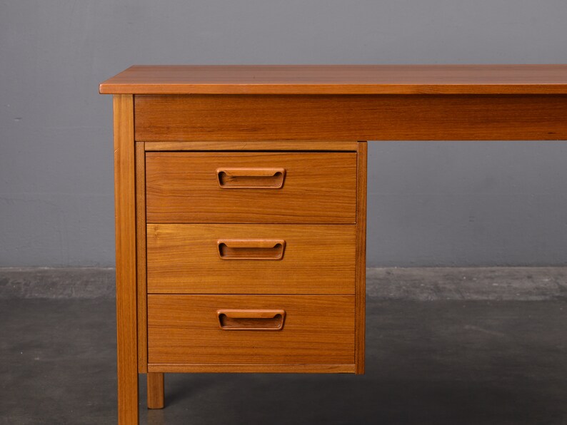 4ft Danish Modern Teak Desk w/ Drawers Mid-Century Modern image 8