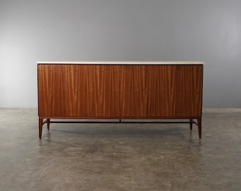 Restored 1950s Paul McCobb Sideboard in Mahogany and Travertine - Mid Century Modern Credenza Dresser