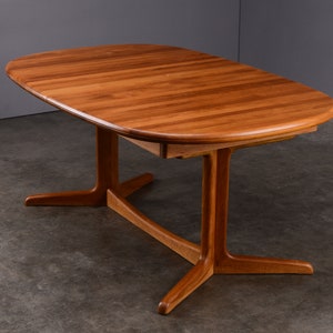 Vintage Solid Teak Danish Modern Oval Pedestal Dining Table image 1