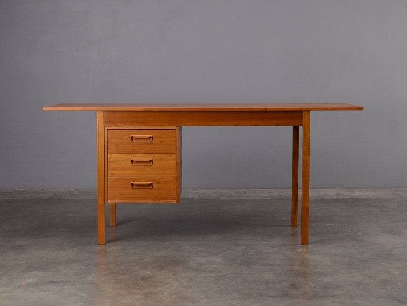 4ft Danish Modern Teak Desk w/ Drawers Mid-Century Modern image 2