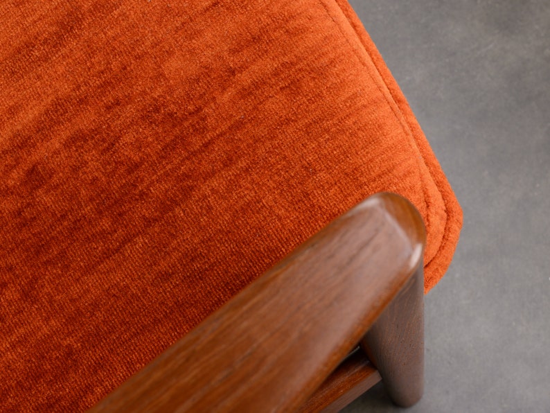 Folke Ohlsson Mid-Century Modern Lounge Chair Recliner Orange Chenille image 9