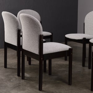 6 Vintage Swedish Post-Modern Dining Chairs Gray Upholstery Restored image 6