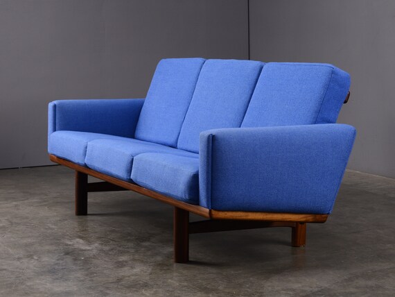 Hans Wegner Sofa Couch Ge 236 Getama Danish Modern Blue Etsy