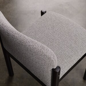 6 Vintage Swedish Post-Modern Dining Chairs Gray Upholstery Restored image 5