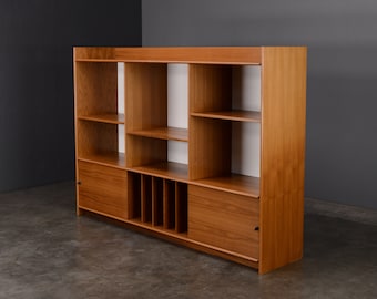 6.5ft Teak Wall Unit Danish Modern Bookcase Book Shelves