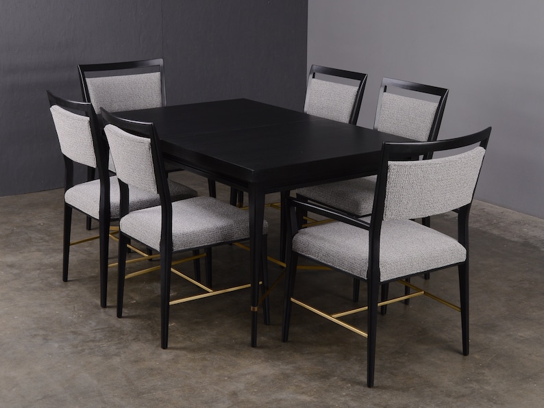Restored 1950s Paul McCobb Irwin Collection Dining Table and Chairs Set Ebonized Mahogany image 2