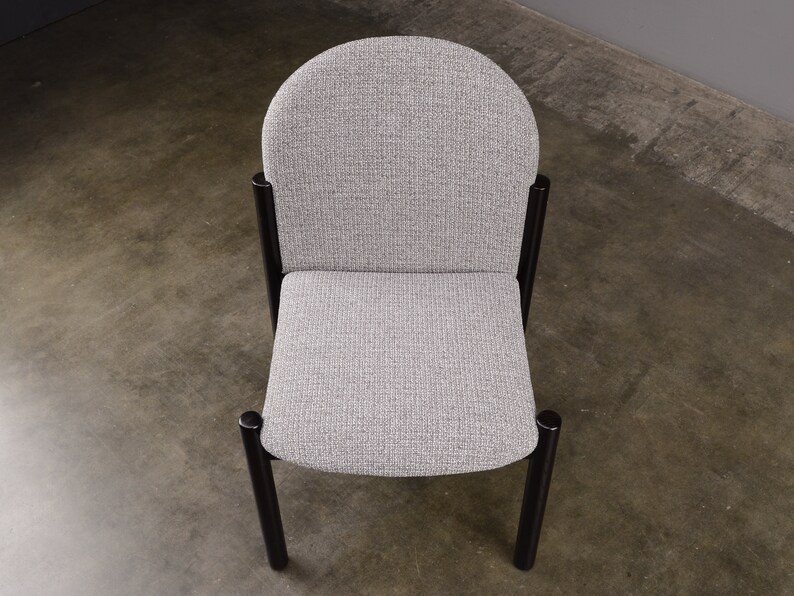 6 Vintage Swedish Post-Modern Dining Chairs Gray Upholstery Restored image 9