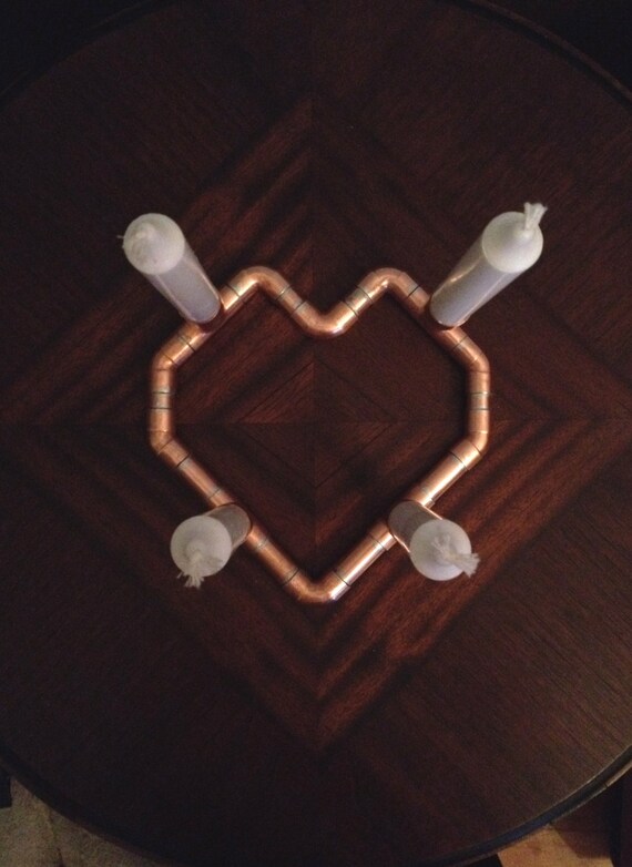 Heart Shaped Copper Candelabra Valentine Gift Copper Wedding Etsy