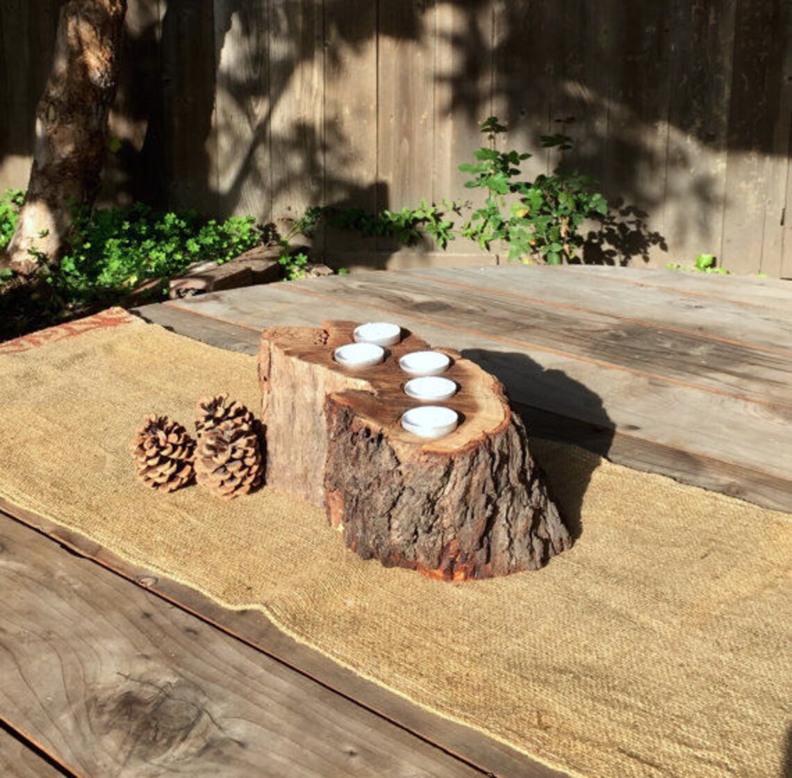Tree Stump Candle Holder Reversible Taper/Tealight Candelabra Etsy