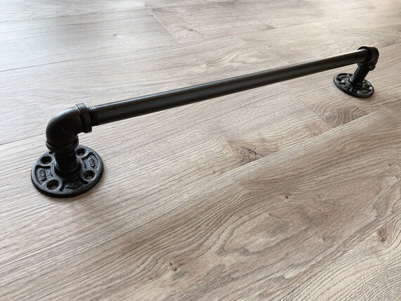 Industrial Pipe Towel Bar Farmhouse Bath Decor Steel Bath Or Etsy