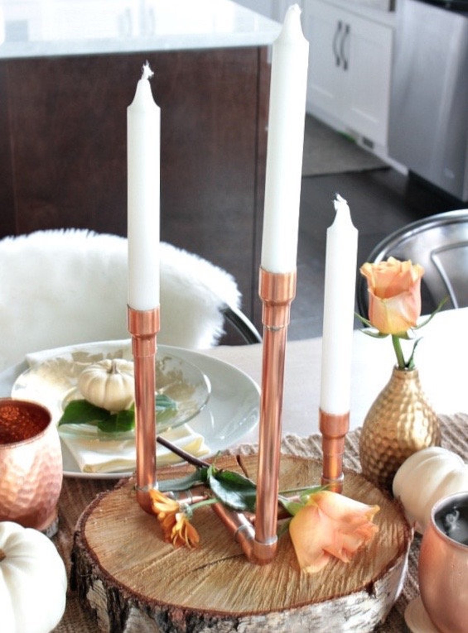Industrial Copper Pipe Candle Holder Holiday Candelabra Etsy Canada