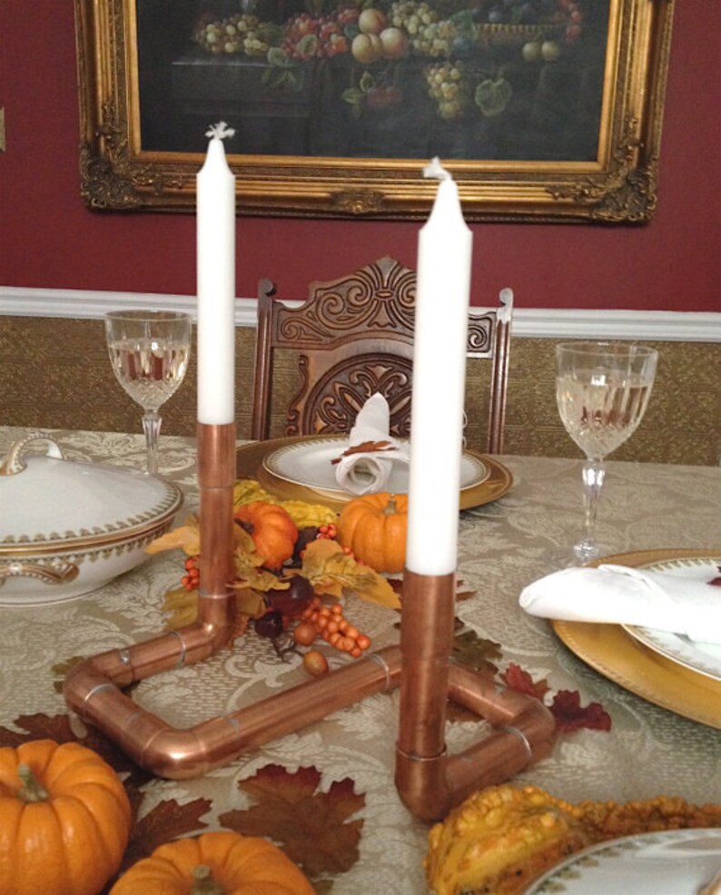 Copper Centerpiece Industrial Candle Holder Copper Holiday Etsy