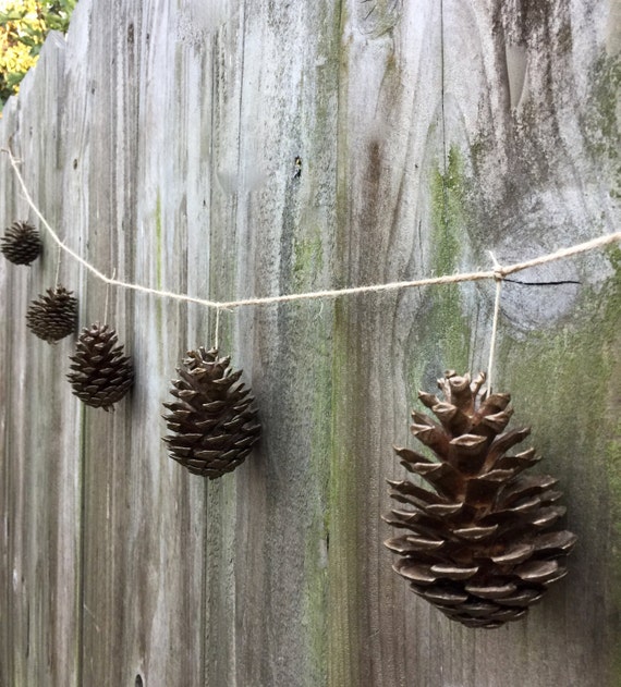 Pinecone Garland Rustic Wedding Banner Mantel Decor Pine Etsy