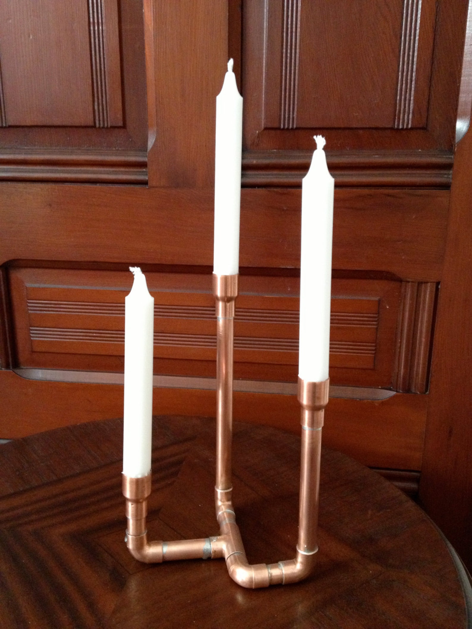 Industrial Copper Pipe Candle Holder Holiday Candelabra Etsy Canada