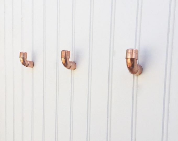 Copper Pipe Hooks 3 PC SET Industrial Copper Kitchen or Bath Etsy
