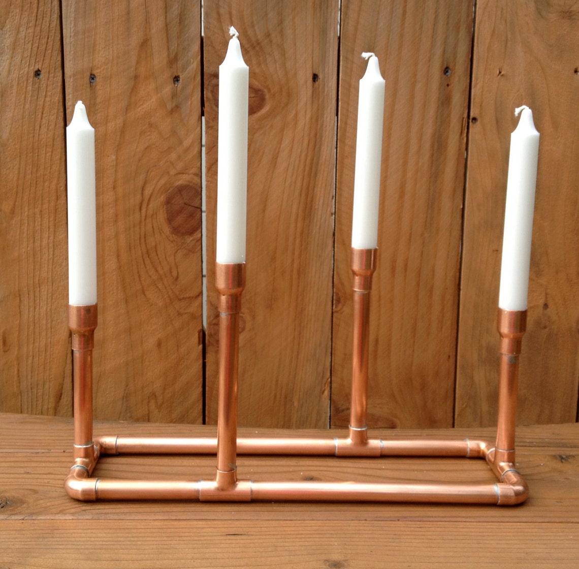 Copper Pipe Candelabra Candle Holder Steampunk Wedding Etsy