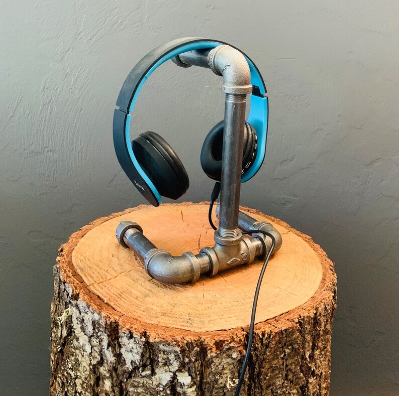 Headphone Stand Steel Pipe Headset Stand Industrial Design Etsy