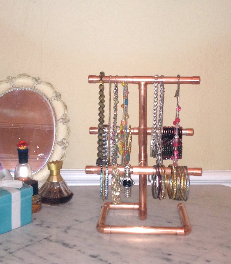 Industrial Jewelry Tree Copper Pipe Stand Jewelry Organizer Etsy