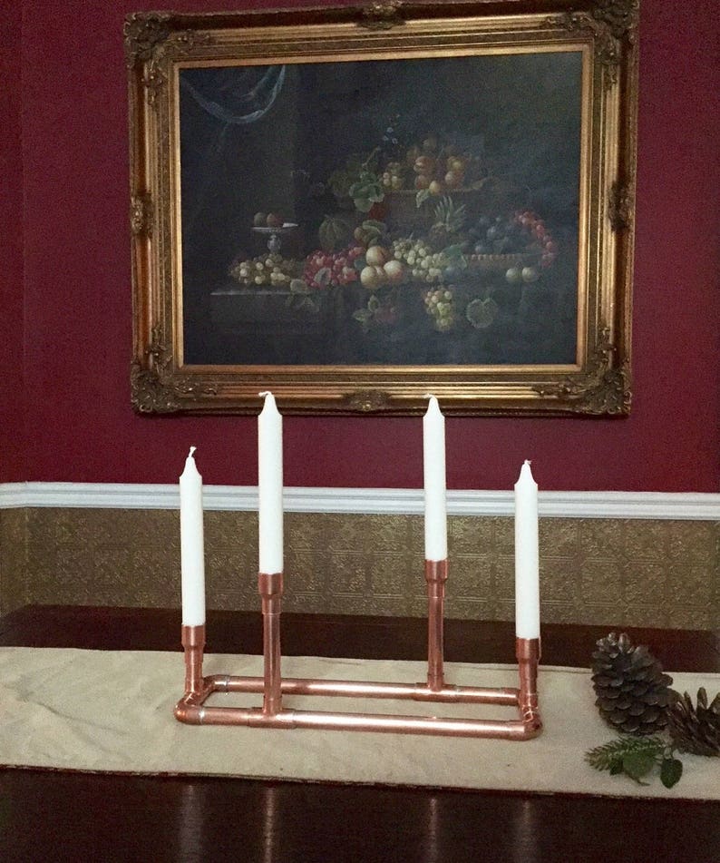 Copper Pipe Candle Holder Steampunk Wedding Centerpiece Etsy