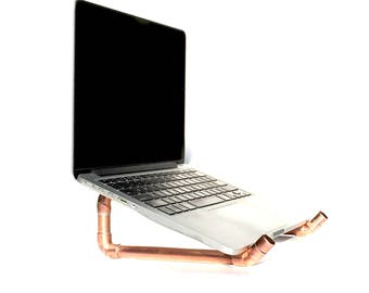 Laptop Stand, Copper Pipe MacBook Stand, Ergonomic Industrial Design, Modern Office Desk Accessories, Copper Anniversary, Gift for Mom & Dad