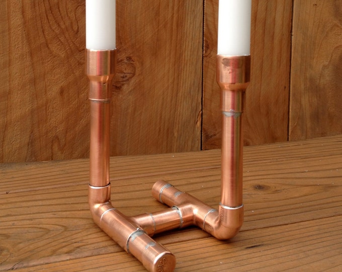 Copper Pipe Candle Holder Industrial Design Candelabra Table Etsy