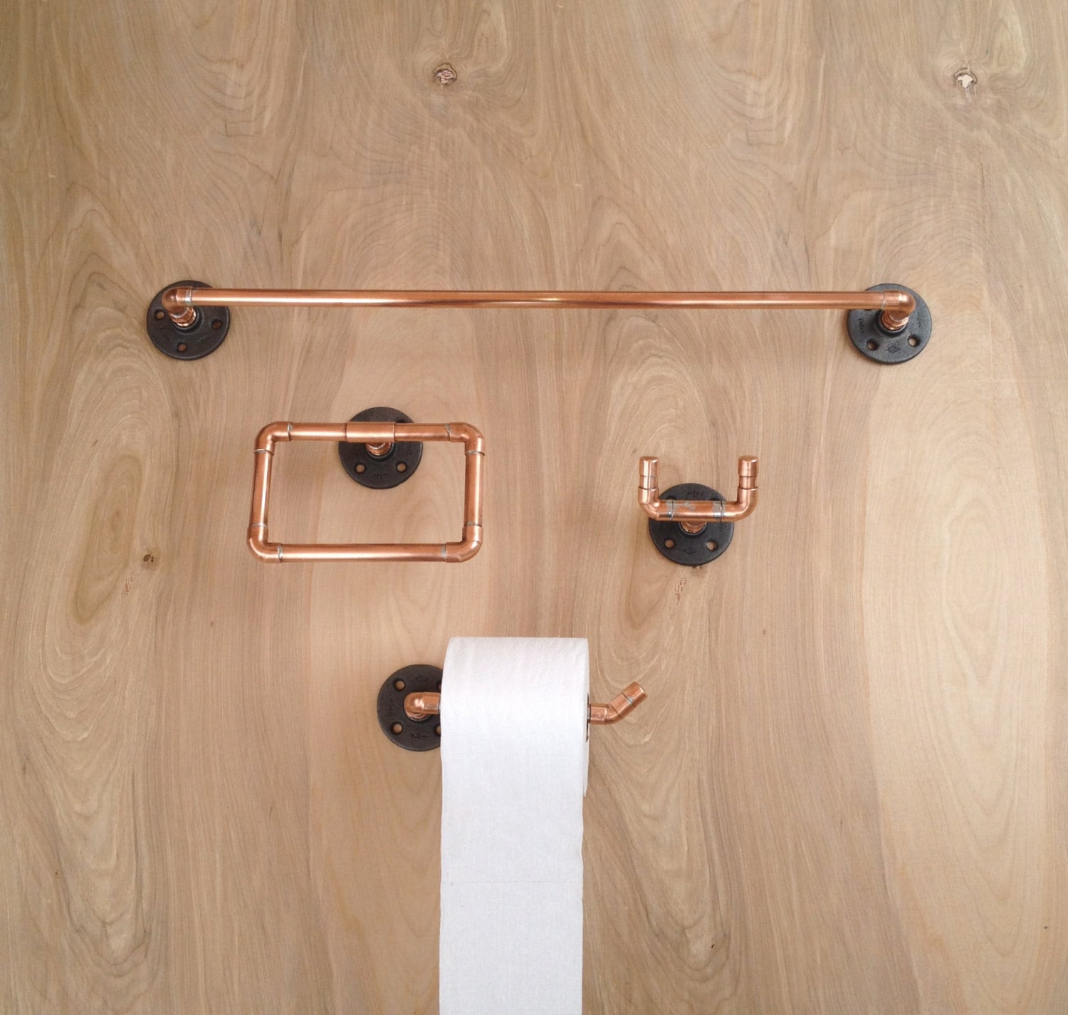 Industrial Bathroom Accessories Set 4 PC Copper Pipe Towel Etsy