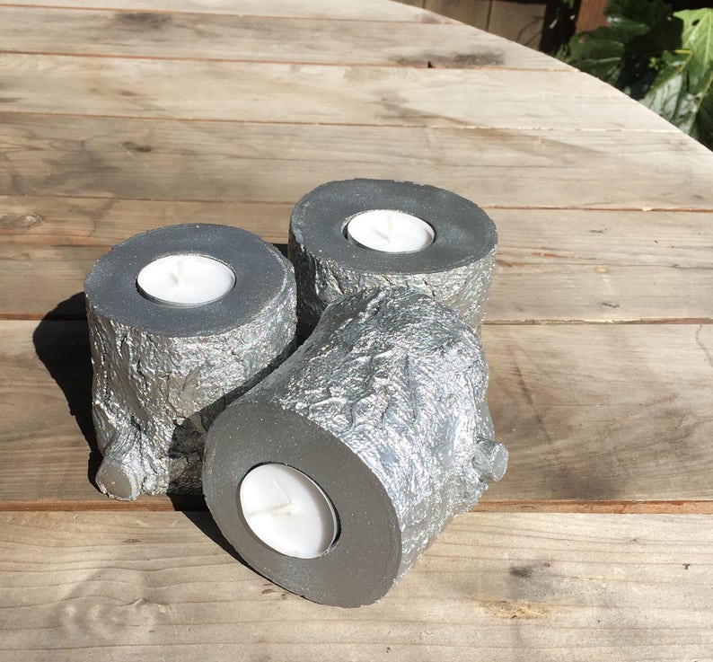 SILVER Metallic Tree Branch Candle Holders 3 PC Set Etsy