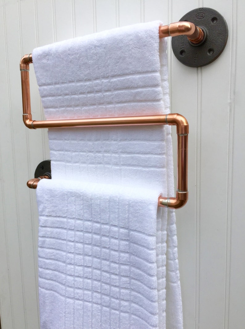 Copper Kitchen Towel Rod Copper Pipe Towel Rack Industrial Towel Bar Steampunk Design Modern