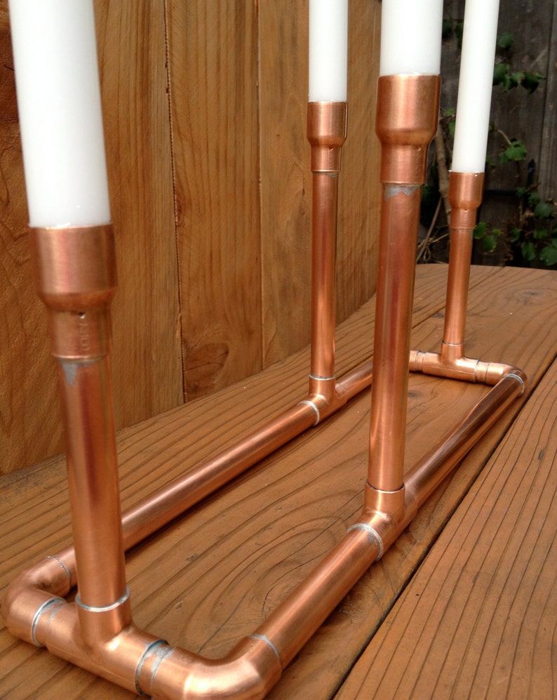 Copper Pipe Candelabra Candle Holder Steampunk Wedding Etsy