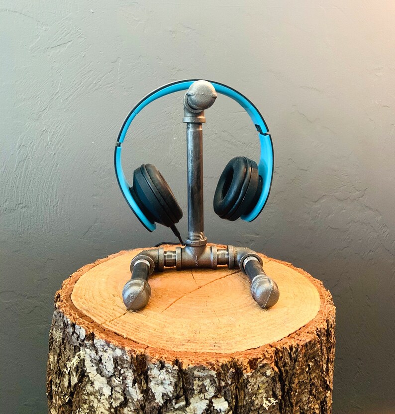 Headphone Stand Steel Pipe Headset Stand Industrial Design Etsy