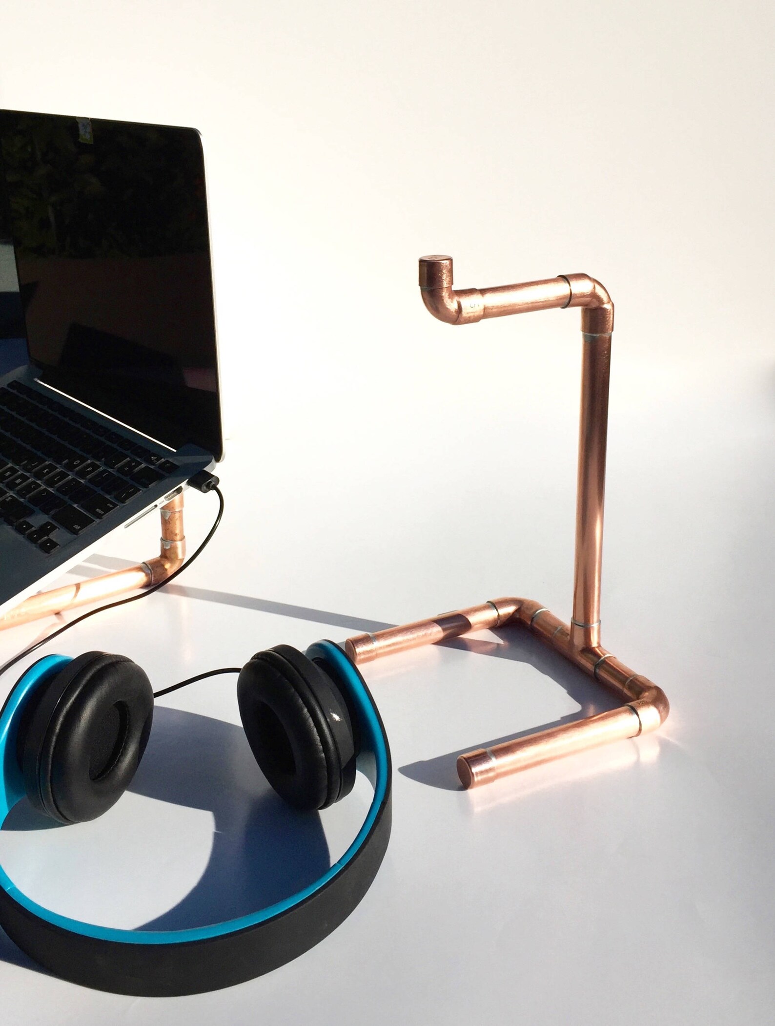 Headphone Stand Copper Pipe Headset Stand Industrial Design Etsy