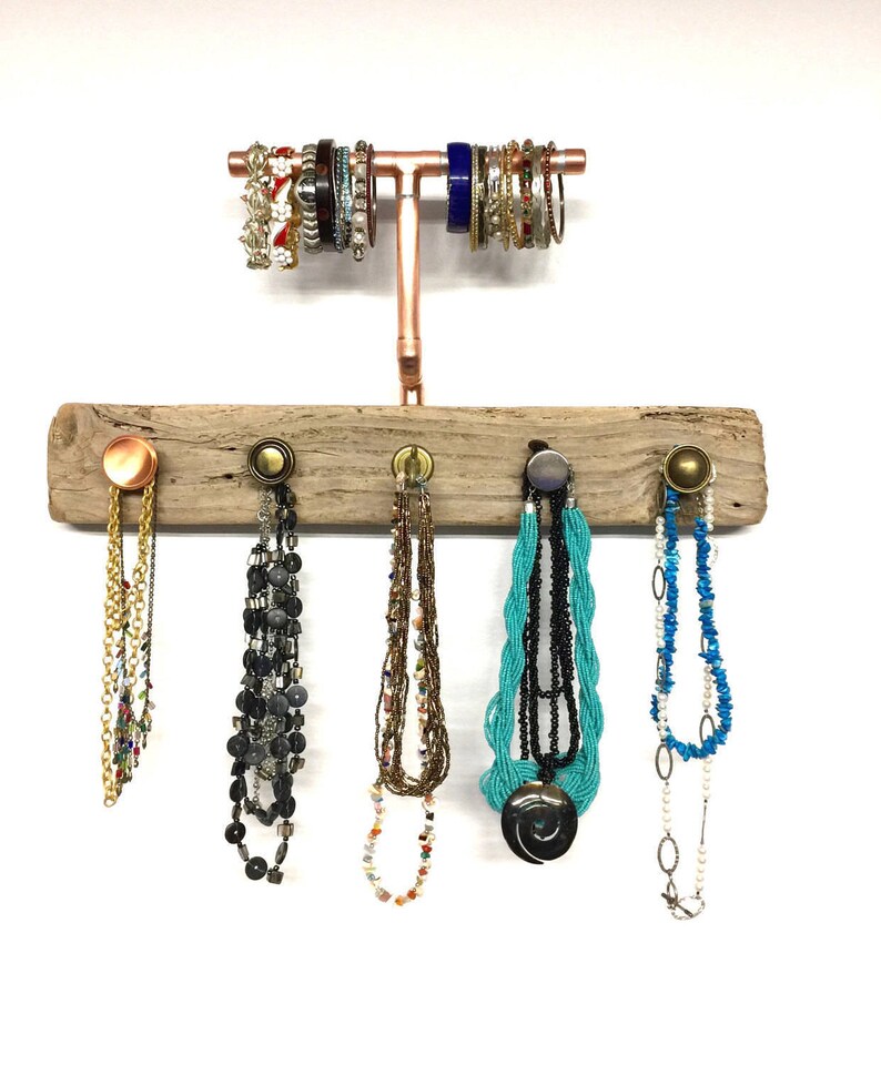 Driftwood & Copper Pipe Wall Jewelry Hanger Dorm Space Saver Etsy