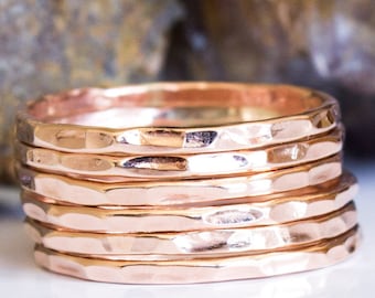 Hammered Rose Gold Ring Gift for Her Rose Gold Engagement Ring 14k Rose Gold Filled Ring Rose Gold Wedding Band Rose Gold Thumb Ring Women