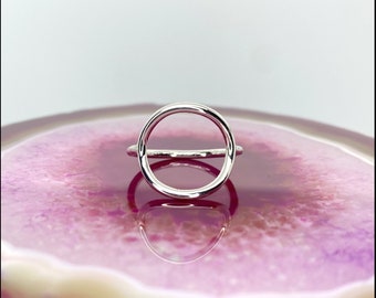 Karma Ring Silver. Large Open Circle Ring. Geometric Ring. Minimalist Ring. Holiday Gift for Girlfriend Mom Her Wife