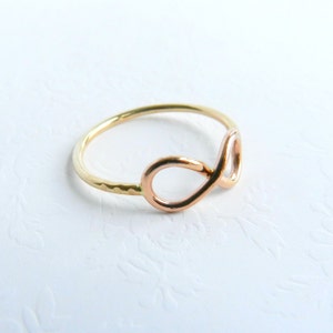 Gold Infinity Ring - Rose Gold Infinity Ring for Women Gold Fill Band Great Gift for Best Friend or Wife Two Tone Gold Ring Gold Pinky Ring